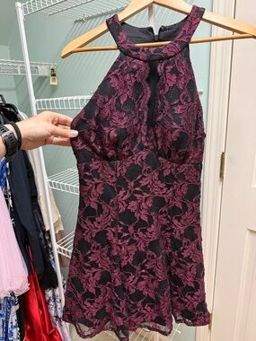 Morgan & Co. Black Dress with Maroon Floral Lace